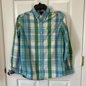 TOMMY HILFIGER BOYS LARGE (16/18) BUTTON DOWN SHIRT PLAID.